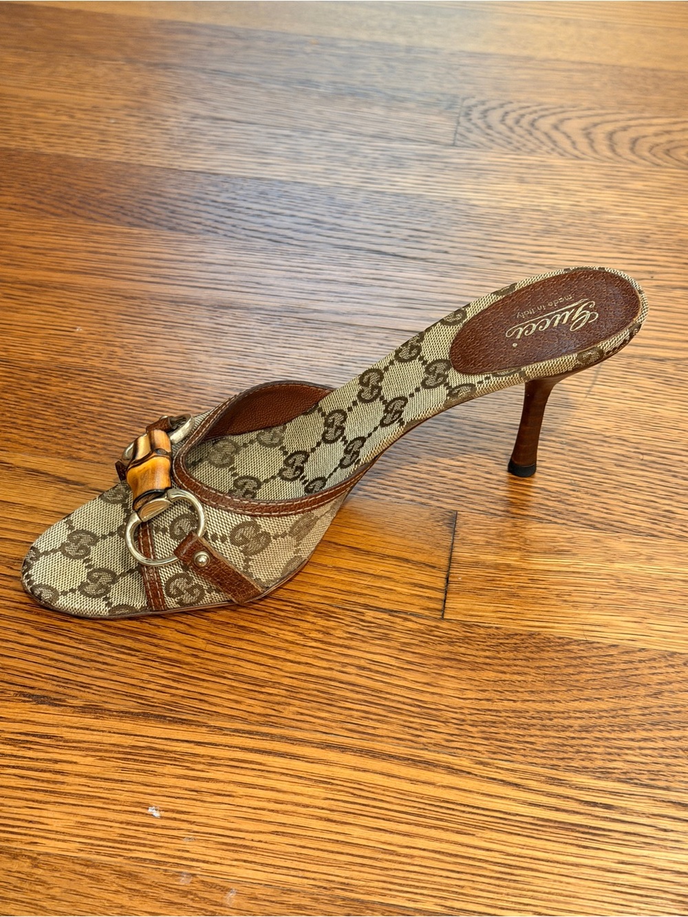 Gucci Authentic Cinghiale GG Monogram Mule Sandals Slides  with Bamboo Horsebit - Picture 5 of 16